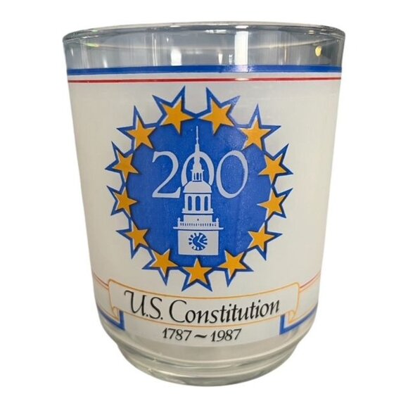 Vintage US Constitution 200th Anniversary We the People Frosted Glass – 1787-198 - Picture 1 of 4